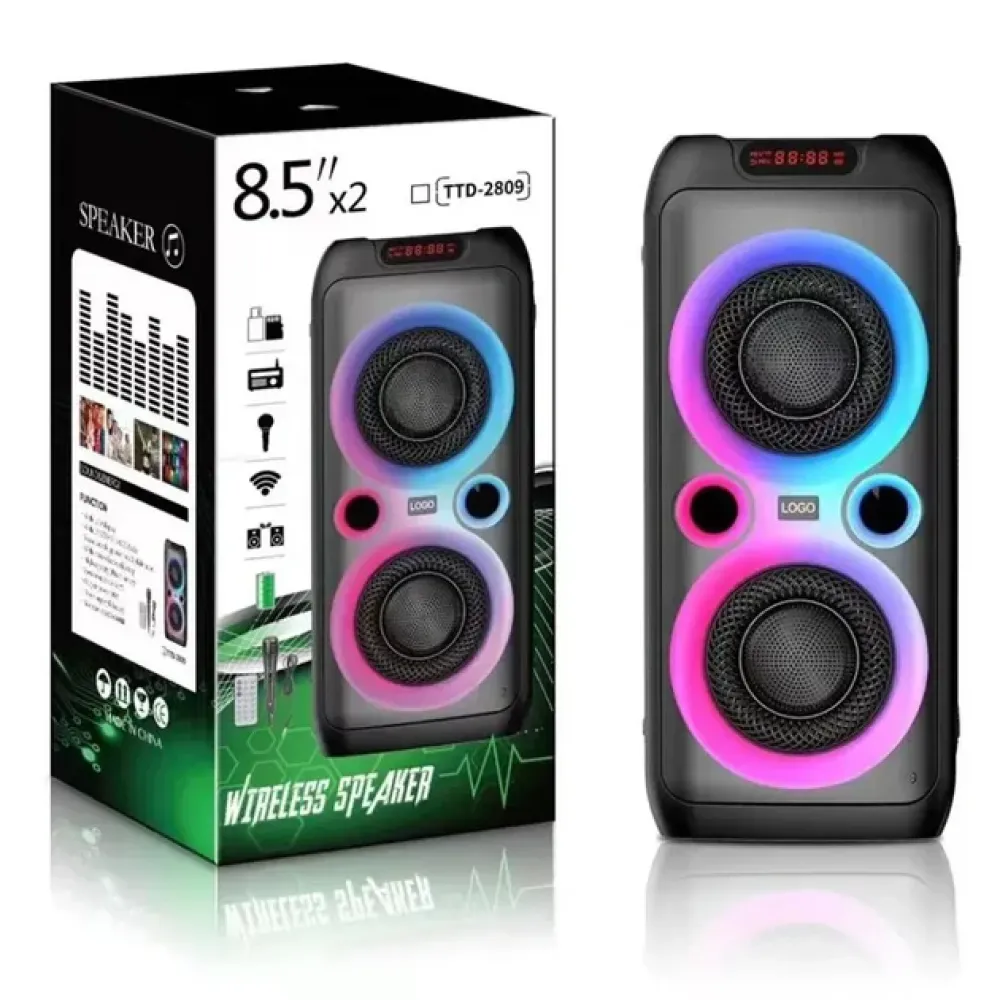 Bluetooth колонка TTD-2809 20 Вт з двома динаміками 8 дюймів та LED-підсвіткою