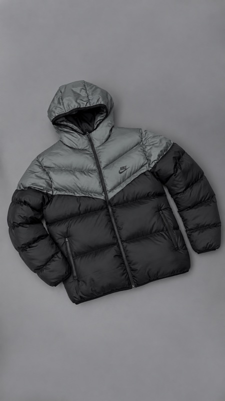 Пуховик Nike Storm-FIT сіро-чорний